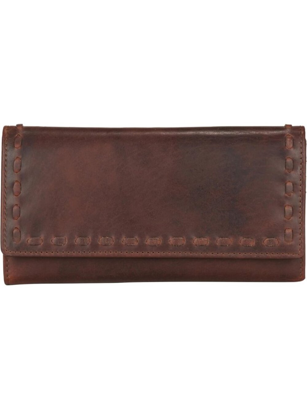Stylish RFID Leather Wallet with Lace Detail - Cognac Color, Secure & Chic
